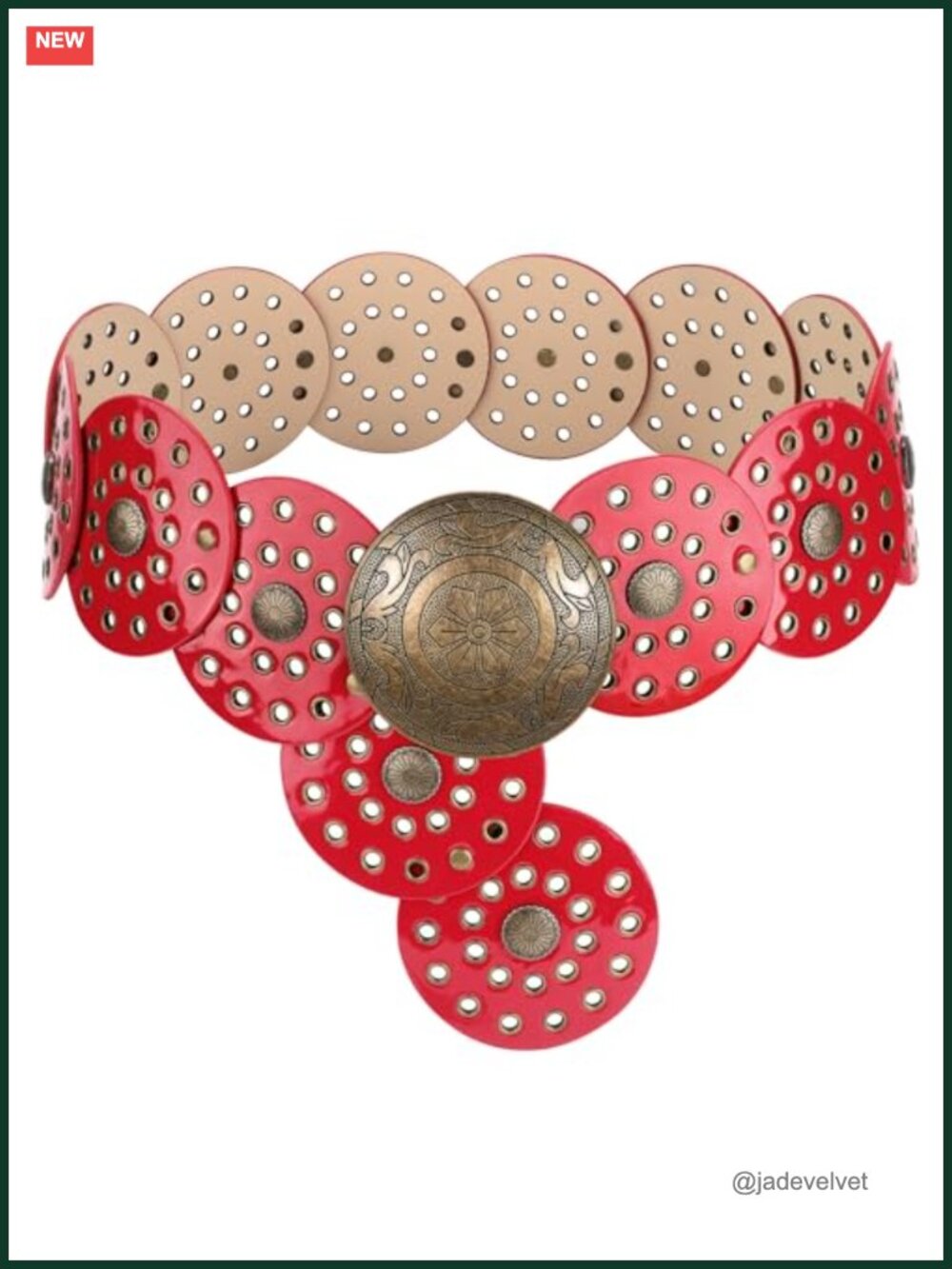 Women's Boho Wide Faux Leather Disc Belt Western Concho Waist Belt for Dress
